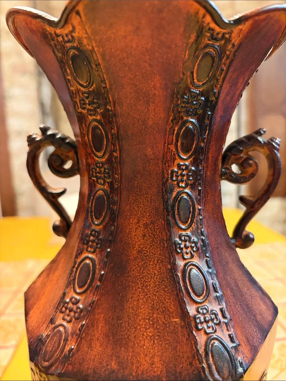 Decorative Brown Ornate Vase - Home Accents